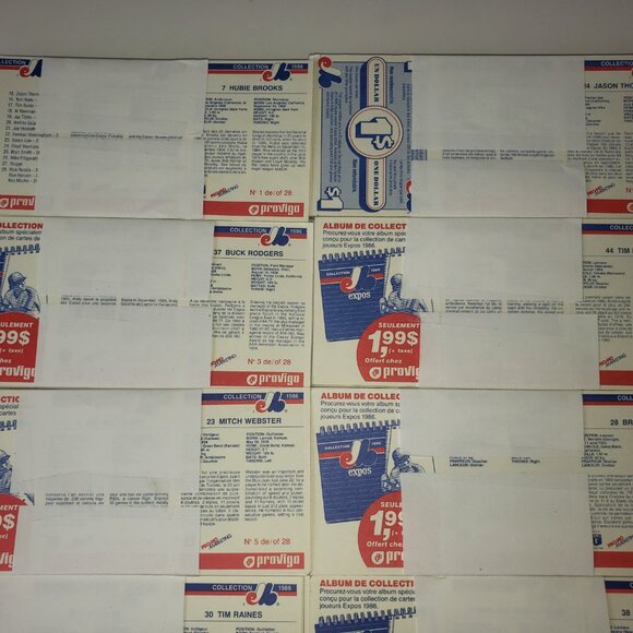 100 Sets! of Uncut Provigo Baseball Cards 1986 Montreal Expos 28 Cards Per Set - Picture 8 of 10